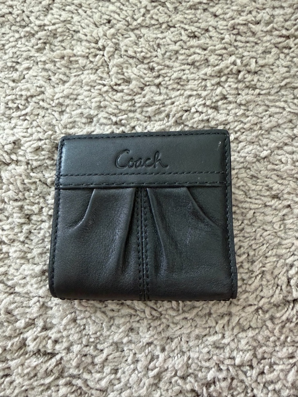 Coach Vintage Soho pleated mini wallet in black leather